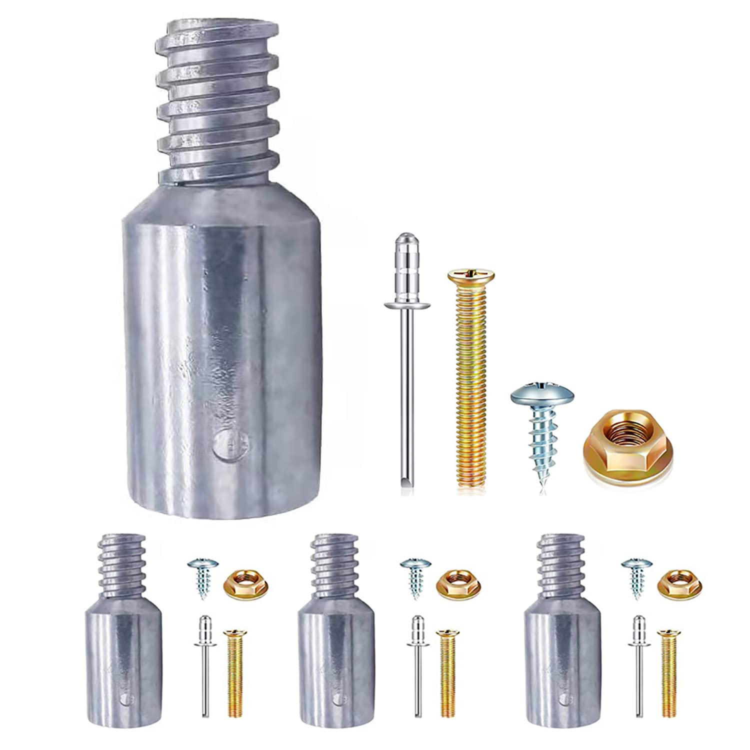 LeapMars Standard Threaded Tip,American Replacement Tip for Extension Pole or Telescopic Pole,Threaded End for 0.86in or 0.98in Outside Diameter of Stick 4PCS (American 0.98in)