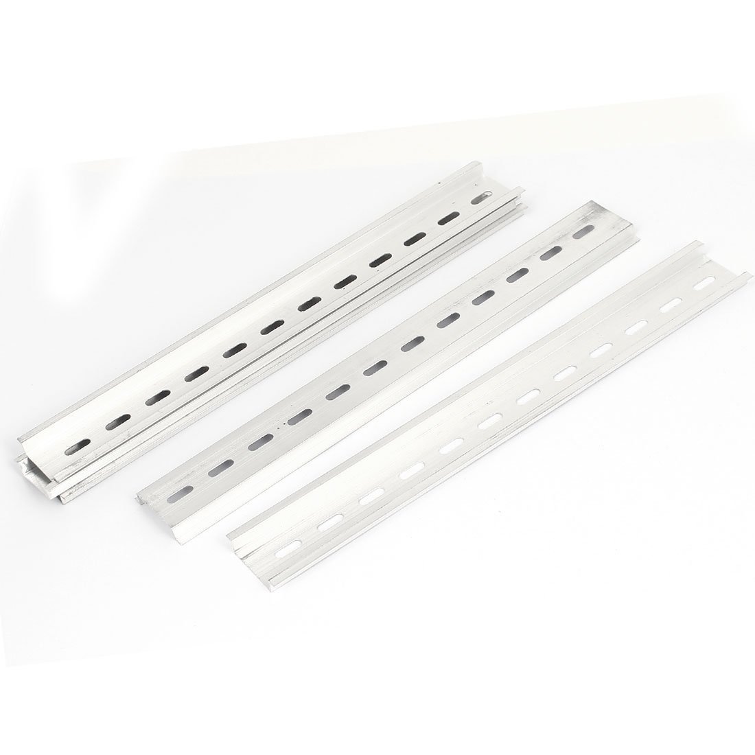 Sourcingmap U-Groove Drawer Slides Slotted DIN Rail 25cm Long 5Pcs Silver Tone