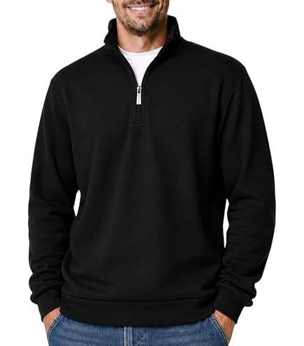 Herothorn Men's Quarter Zip Sweaters Long Sleeve Fleece Knitted