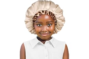 Kids Satin Bonnets, Satin Toddler Sleeping Caps for Girls Boys, Elastic Band and Reversible, Soft &Breathable, Fit 2-6 Year K