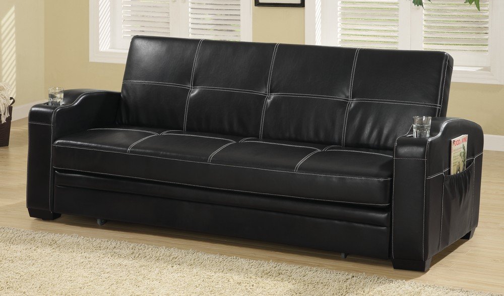 Sleeper Sofa Bed With Storage And Cup Holders Black Buy Online