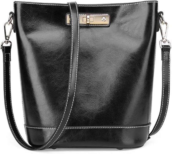 Amazon レディースファッションバケツバッグレザーマザーバッグスクエアショルダーバッグハンドバッグワイドショルダーストラップ 色 黒 Qsl ショルダーバッグ