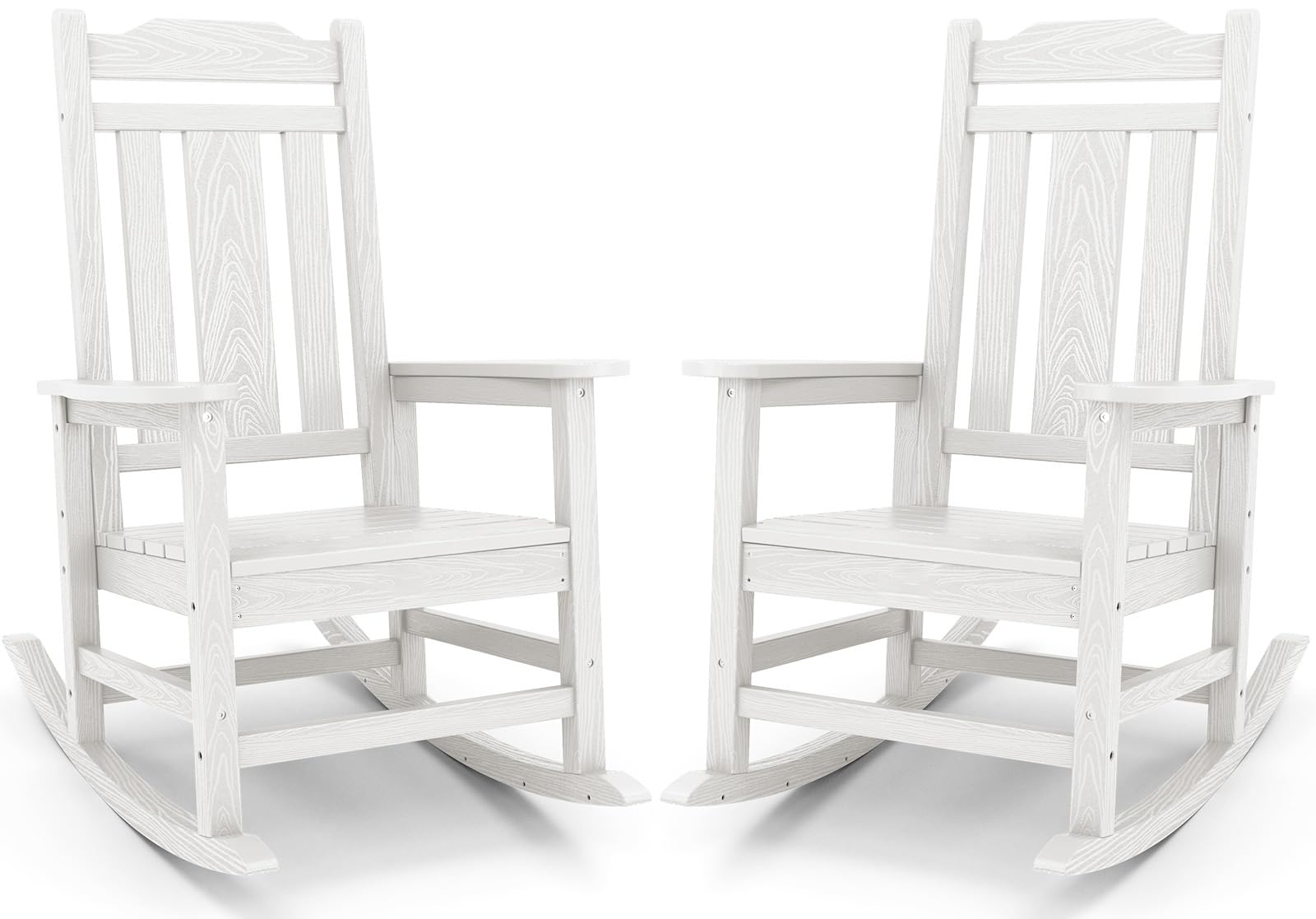SERWALL White Outdoor Rocking Chair Set of 2, HDPE Outdoor Rocker Image