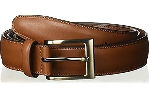 Perry Ellis Men's Timothy Leather Belt with Stitched Edges, Silver Prong Buckle, 1.5" Width (Available in Big & Tall)