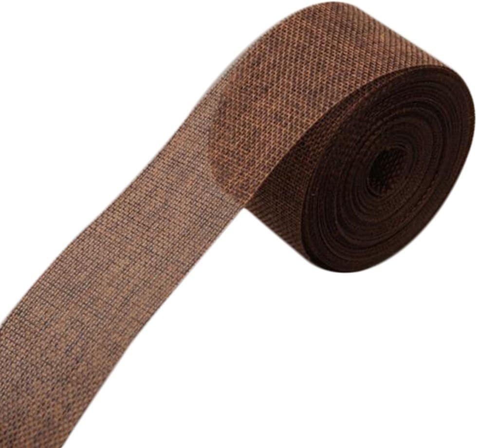 Qinlee Burlap Ribbon Roll Natural Jute Fabric Craft Tape Wide Burlap Ribbon Perfect for Weddings, Tie-Backs,Wreaths, Bows, Gift Wrap, Tree Wrapping, Crafts 2.0-Inch by 10-Yard/5cm by 10M(Coffee)