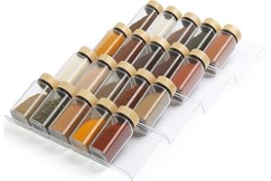 Spice Drawer Organizer 4 Tier, Acrylic Seasoning Organizer Rack, Clear Spice Rack Tray, Kitchen Seasoning Jars Drawers Insert