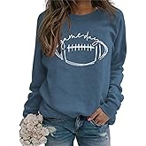 HAN YUAN Womens Game Day Sweatshirt Football Graphic Print Pullover Long Sleeve Crewneck Casual Tops