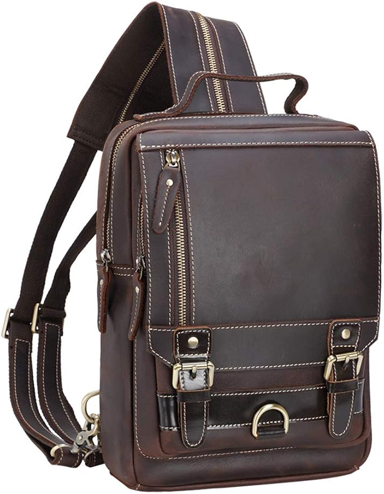 leather one strap backpack