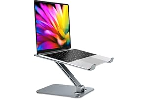 RIWUCT Foldable Laptop Stand, Height Adjustable Ergonomic Computer Stand for Desk, Aluminum Portable Laptop Riser Holder Mount Compatible with MacBook Pro Air, All Notebooks 10-16" - Gray