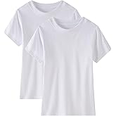 Huata Boys Girls T-Shirt Basic Basic Short Sleeve Crewneck Girls Tee 2 Packs