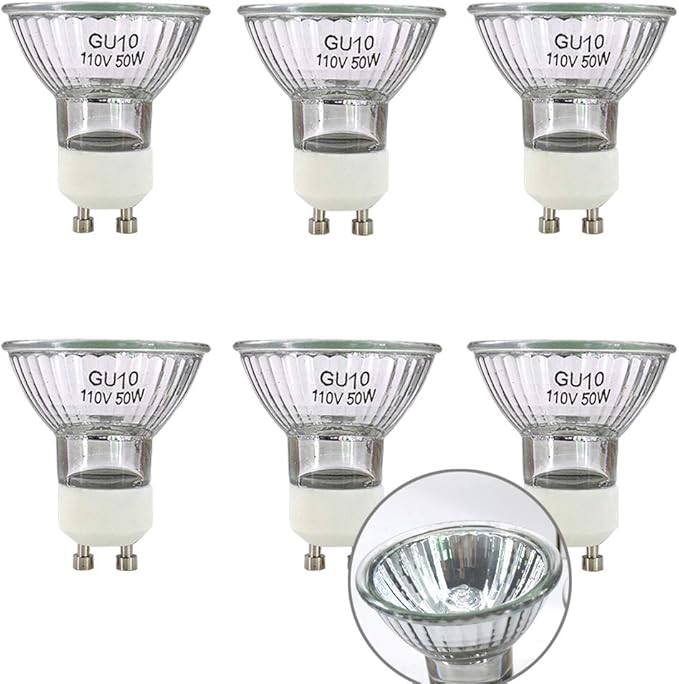 GU10 Base 110 Volt 120 Volt 50 Watt Halogen Bulbs, MR16 Reflector Flood