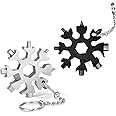 DOOGAXOO 18-in-1 Snowflake Multi Tool,Function Stainless Steel Bottle Opener/Wrench, Flat Cross Screwdriver Kit Snowflake, Outdoor Durable and Portable，Great Gift for Mens (2, Sliver+Black)