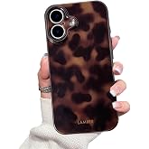 XQAGU Cute Phone Case for iPhone 16 Case Cheetah Leopard Print | Amber Tortoiseshell Pattern,Full Camera Protective,Slim Shockproof TPU,Aesthetic Girly Glossy Cover for Women Men-Brown
