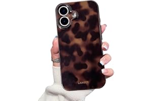 XQAGU Cute Phone Case for iPhone 16 Case Amber Leopard Full Camera Protective Slim Shockproof Aesthetic-Brown Amber
