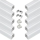 Muzata 10Pack 6.6FT/2M Upgraded Excellent Spotless LED Channel Silver Deeper LED Strip Diffuser Channel with Thicker Milky White Cover No Hot Spots U109 WW 2M