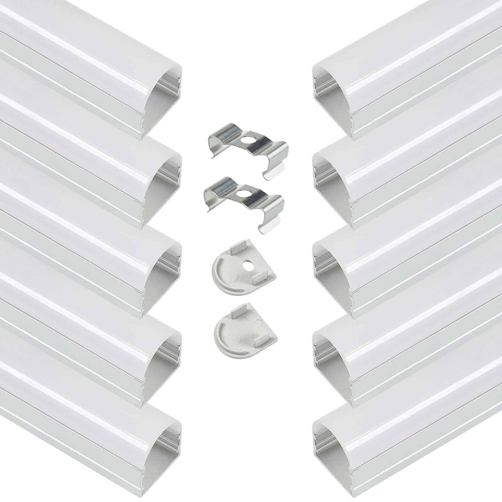Photo 1 of Muzata 10Pack 6.6FT/2M Upgraded Excellent Spotless LED Channel Silver Deeper LED Strip Diffuser Channel with Thicker Milky White Cover No Hot Spots U109 WW 2M