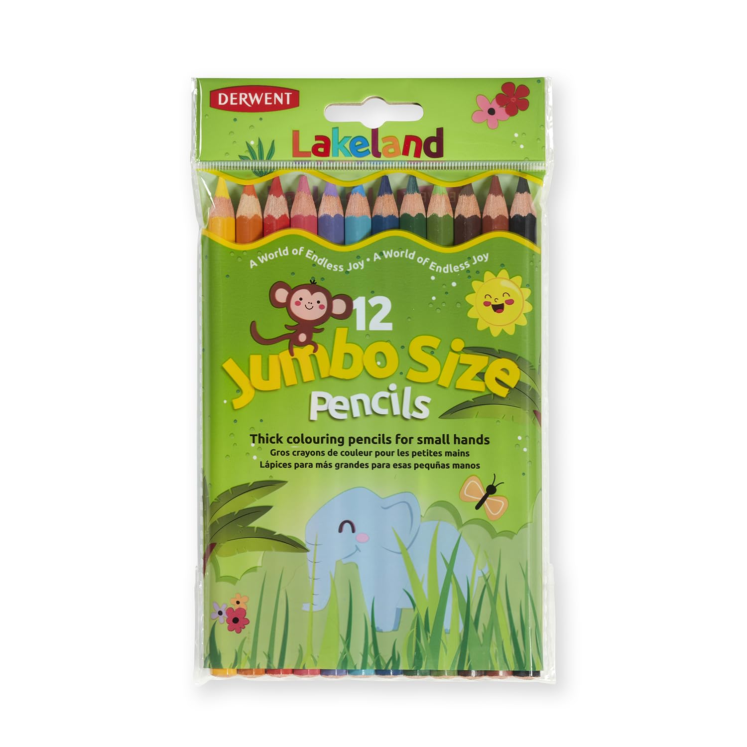 Derwent Lakeland Jumbo Colouring Pencils for Kids - Pack of 12 Coloured Pencils, Kids Colouring Pencils for Arts and Crafts, Assorted Colours