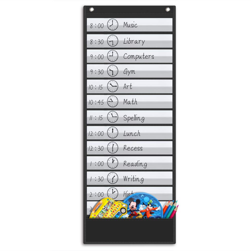 Buy ZKOO Daily Schedule Pocket Chart, School Smart Pocket Chart with 18