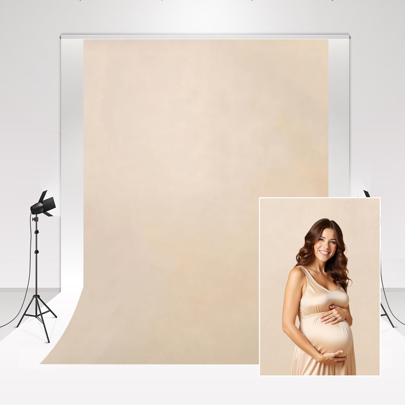 Kate Photo Studio Backdrop Beige 1.5x2.2m/5x7ft Retro Photography Backdrop Wedding Photo Background Simplicity Home Photography Photo Booth Light Brown portrait backdrop