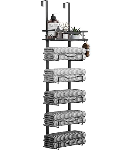 Organize It All Torre Porta Asciugamani Bagno 4 Ripiani - Struttura In Metallo, Finitura Bronzo, Libera Installazione