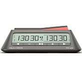 A&amp;A Chess Clock, Digital Chess Timer with 38 Tournament Modes, Stylish Minimalist Design with Rocker, Portable Timer for Chess &amp; Board Games (Black)