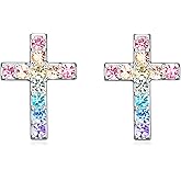 Cross Stud Earrings for Women,Initial Letter Cross Earrings Gifts Jewelry for Women