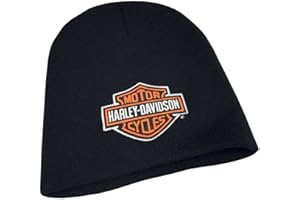 WISCONSIN HARLEY-DAVIDSON Harley-Davidson Mens Embroidered Bar & Shield Knit Beanie Cap, Black Hat