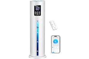 8L Smart Humidifier Large Room, Top Fill Humidifiers for Bedroom, APP & Remote Control, 4 Levels Cool Mist, Auto Mode, 7 Colo