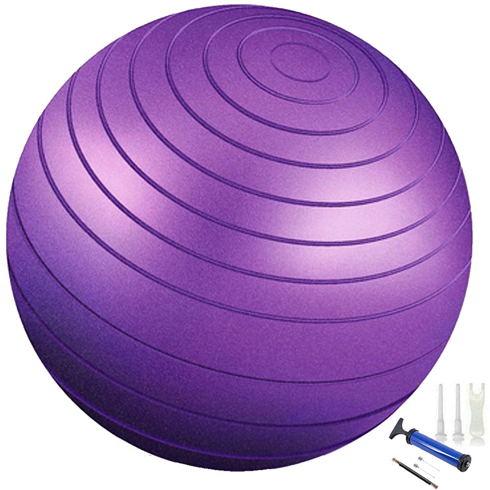 65cm Anti Burst Exercise Yoga Fitness Heavy Duty Ball Chair, for Balance, Stability, Pilates, Pregnancy and Labor Swiss Gym Ball Chair Exercise Stability (Purple)