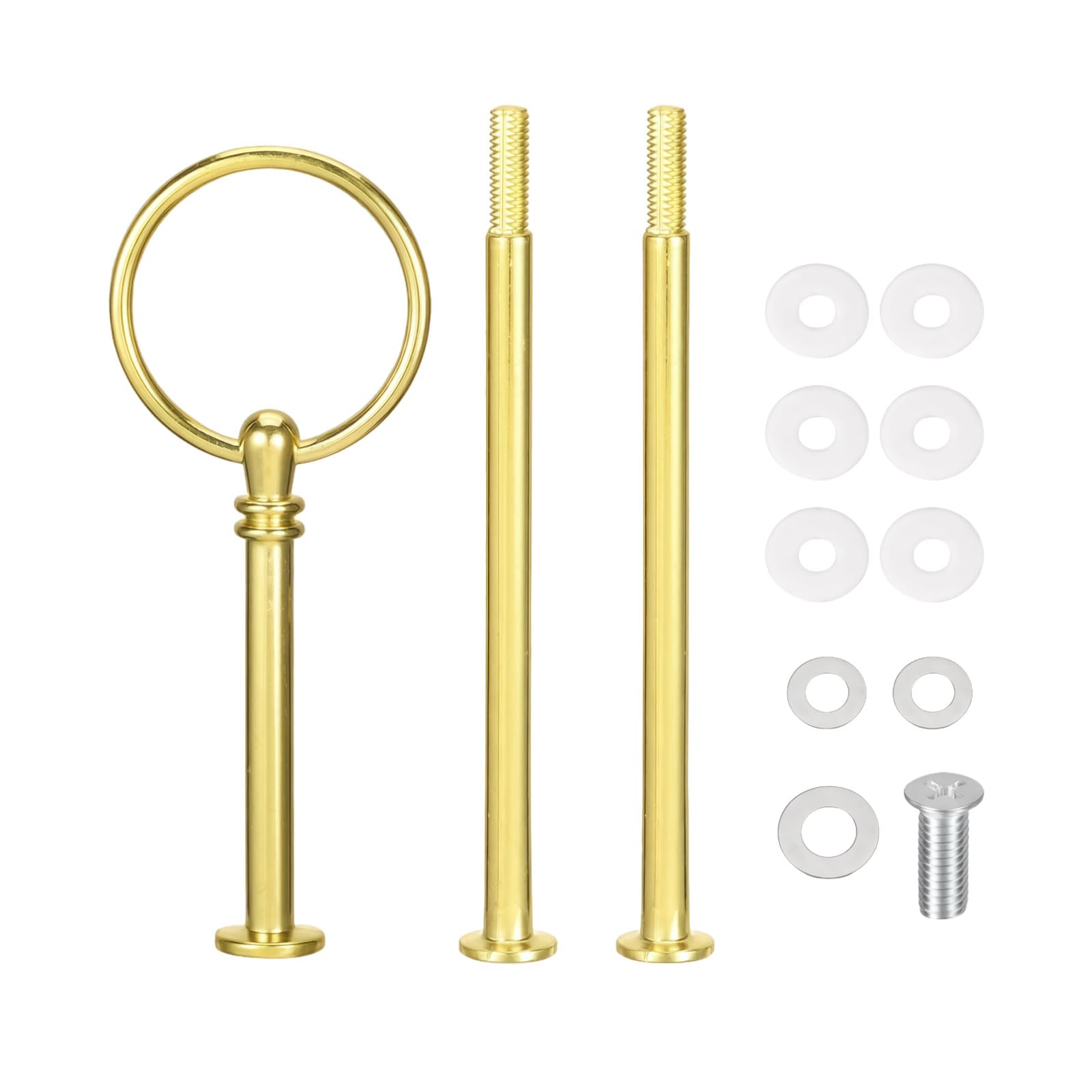 3 Tier Cake Plate Stand Cake Stand Riser Dessert Tray Set Heavy Metal Center Handle Fitting Hardware Rod Shape For Party Birthday Wedding Baby Shower Cupcake Fruit Pastry Heavy Plate Stands(Golden)
