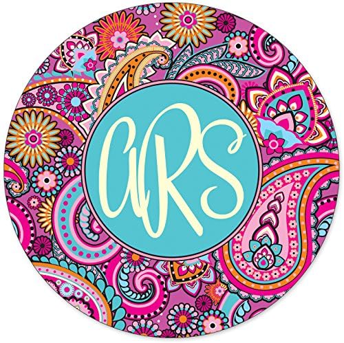 Custom Mouse Pads, Personalized Mouse Pads, Pretty Pink Paisley Teal Monogram Monogrammed MPP