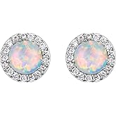 SWEETV Cubic Zirconia Stud Earrings, 8mm Round Cut, Rhinestone Hypoallergenic Earrings for Women & Girls