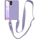 VooDirop Compatible with iPhone 17 Case with Lanyard Crossbody iPhone Case with Strap Adjustable Shockproof Drop Protection Silicone Phone Cover for iPhone 17 6.3 inch Lavender Purple
