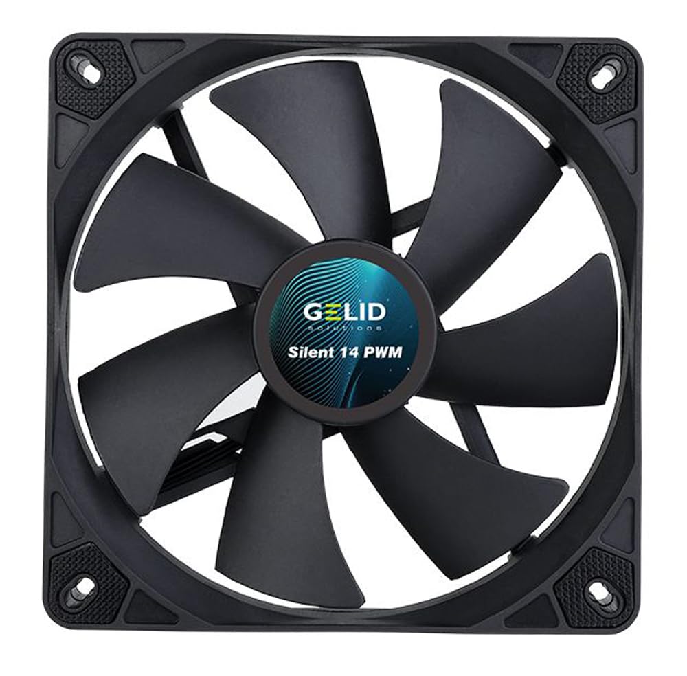 Gelid Solutions Silent 14 PWM Black | 140 mm Fan | Quiet Operation | Optimised Fan Blades | High Air Flow | 4-Pin Connection | RPM 1000 | 140 x 140 x 25 mm | Black — image 1
