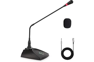 Pyle Home Desktop Gooseneck Wired Microphone System-Table Mounted Corded Voice Condenser Mic with Pop Filter - XLR to 1/4'' S