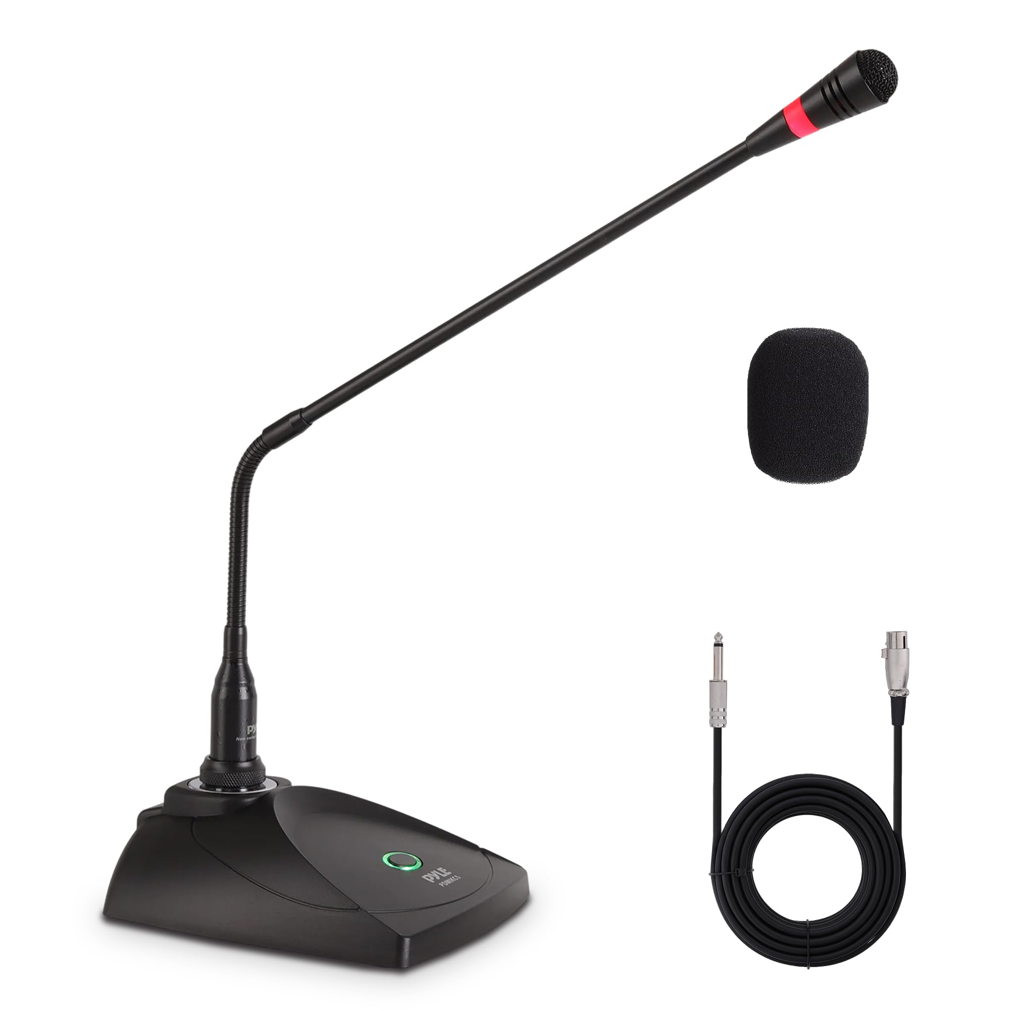 Pyle Desktop Gooseneck Wired Microphone System – Table-Mounted Condenser Mic with Pop Filter, XLR to 6.35mm Lead, Ideal for Karaoke, Meetings, Studio & Audio Recording