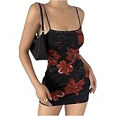Verdusa Women's Y2K Mini Dress Floral Sexy Cami Dress Short Bodycon Causal Going Out Dresses