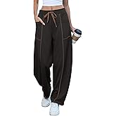Rapbin Womens Barrel Pants Baggy Wide Leg Lounge Sweatpants Fashion Outfits with Pockets 2026