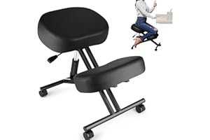 BATHWA Ergonomic Kneeling Chair, Meditation Chair with Height Adjustable and Cushion for Home and Office, Posture Office Stool with an Angled Seat and Casters