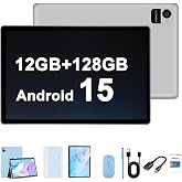 Crelander 10.1 Inch Android 15 Tablet, 12GB+128GB Android Tablet, 5000mAh Battery, 1280x800 Touchscreen, 5G WiFi/Bluetooth, Bundle with Case, Keyboard, Mouse &amp; Stylus (Blue)