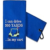 TOUNER Funny Golf Towel Gifts for Dad Men, Retirement Gifts for Men Golfer, Funny Embroidered Golf Towel for Golfing Bags with Clip (I Can Drive 300 Yards)