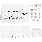 BOXOB 14 Pack Bridesmaid Proposal Cards Set, 8 Will You Be My Bridesmaid 2 Maid of Honor 2 Flower Girl 2 Matron of Honor Card