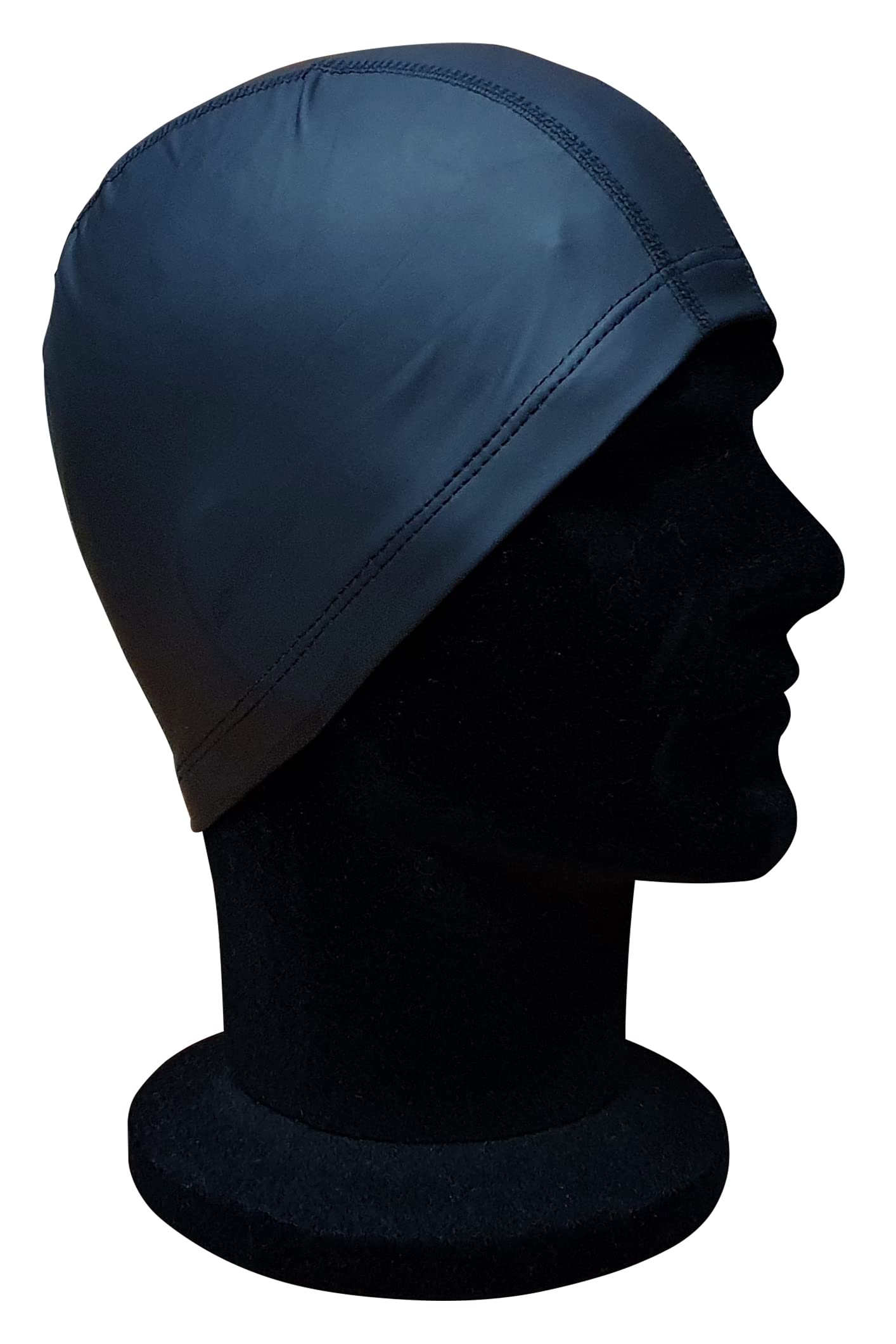 CHEX Elasticated Synthetic Soft And Easy Fit Pull On Swimming Hat Sheen Finish Plain Colours Flexible Swim Cap One Size Ages 3+ Years (Black)