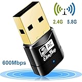 EkoBuy&reg; AC600 802.11ac Mini Dual Band 5GHz Wireless USB Adapter Dongle , 433Mbps + 150 Mbps Compatible with Windows, Mac OS, Ubuntu, Linux Mint, Raspberry Pi