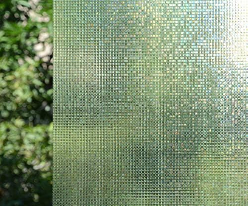 Vsudo 装飾用 プライバシーウィンドウフィルム 接着剤不使用 静電気でくっつくガラスステッカー 紫外線防止 熱制御 窓のスモーク色 オフィスや自宅用 リビング バスルーム キッチン フロントドアウィンドウ モザイク柄 2 Rolls 35 4 By 78 7 9001 S162 90x0 2