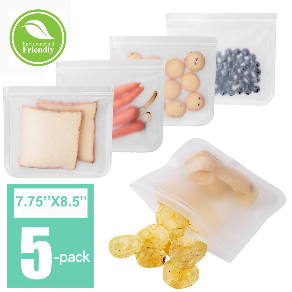 Reusable Sandwich Bags Clear Leakproof Reusable Storage