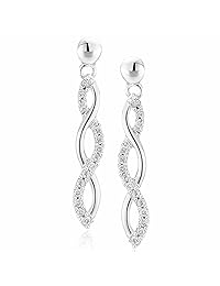 Pendientes colgantes de diamante en oro blanco de 10 K, oro blanco, EMIX_10K_DIA_S1