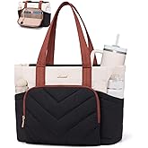 LOVEVOOK Puffer Tote Bag for Women, V-Quilted Puffy Teacher Tote Nurse Bag, Large Shoulder Laptop Purse for Work Travel Gym