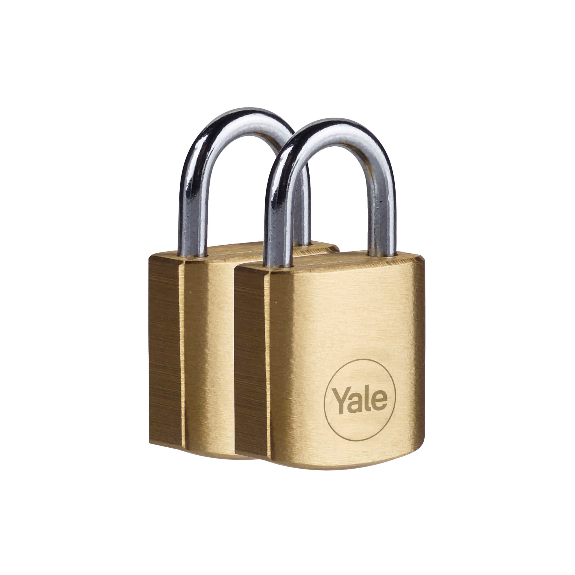 Yale - Y110B/20/111/2 Standard Security 20mm Brass Padlock, Pack of 2 - Open Steel Shackle - 3 keyed Alike Keys — image 1
