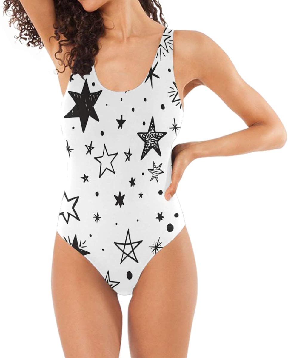 black and white star swimsuit
